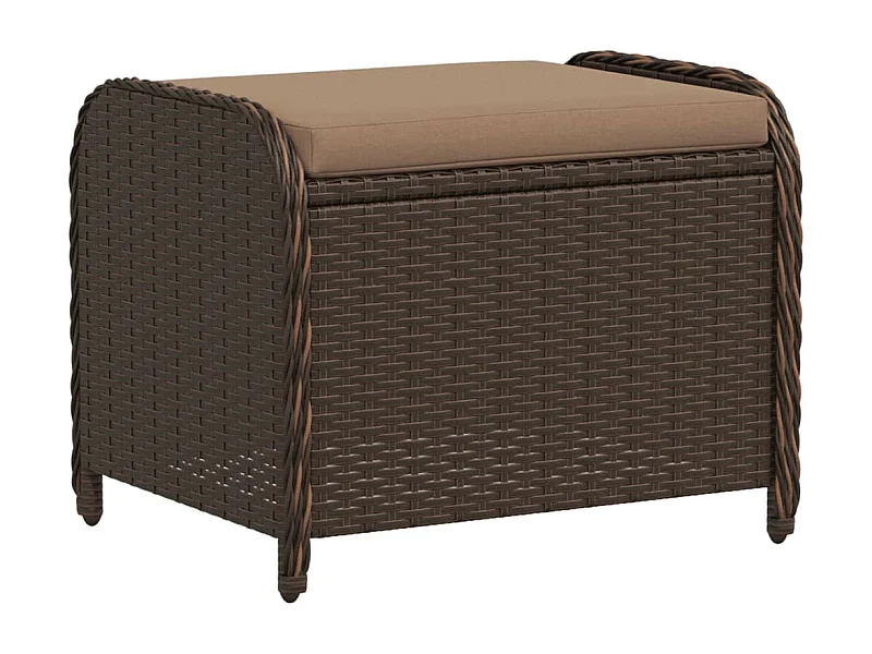 Tabouret de jardin avec coussin brun 58x46x46 résine tressée