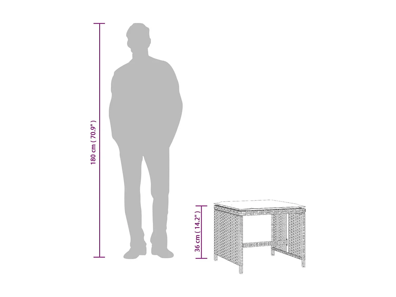 Tabourets de jardin et coussins 4 pcs gris clair 41x41x36