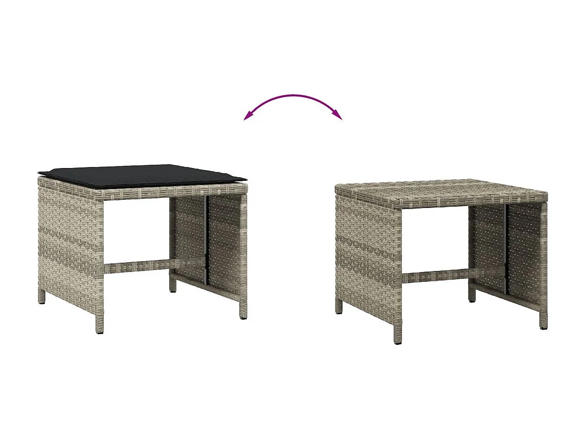 Tabourets de jardin et coussins 4 pcs gris clair 41x41x36