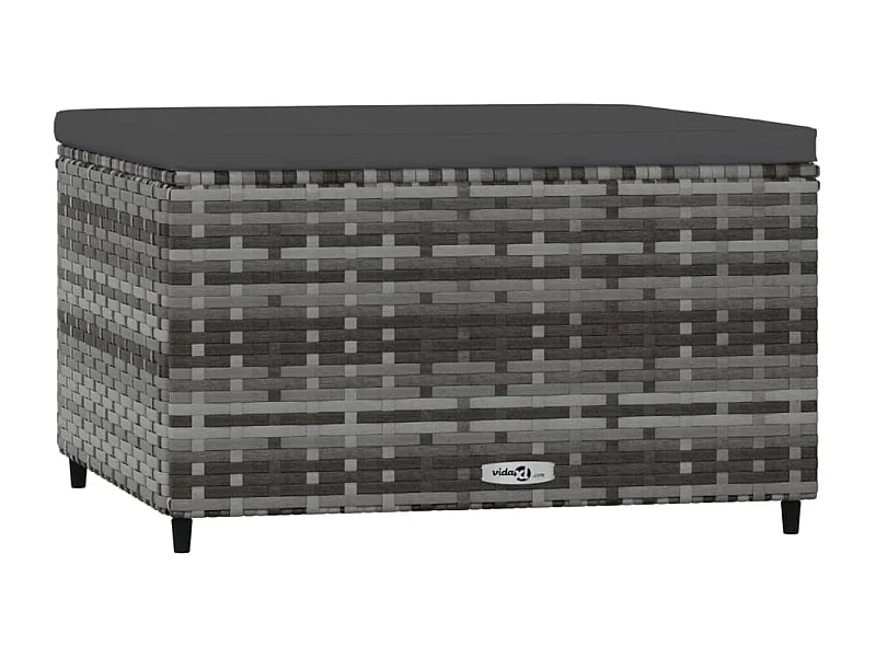 Repose-pied de jardin avec coussin Gris Résine tressée