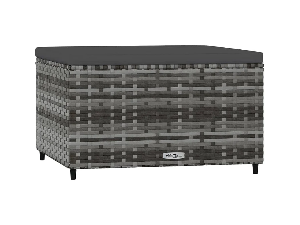Voetensteun met kussen poly rattan grijs