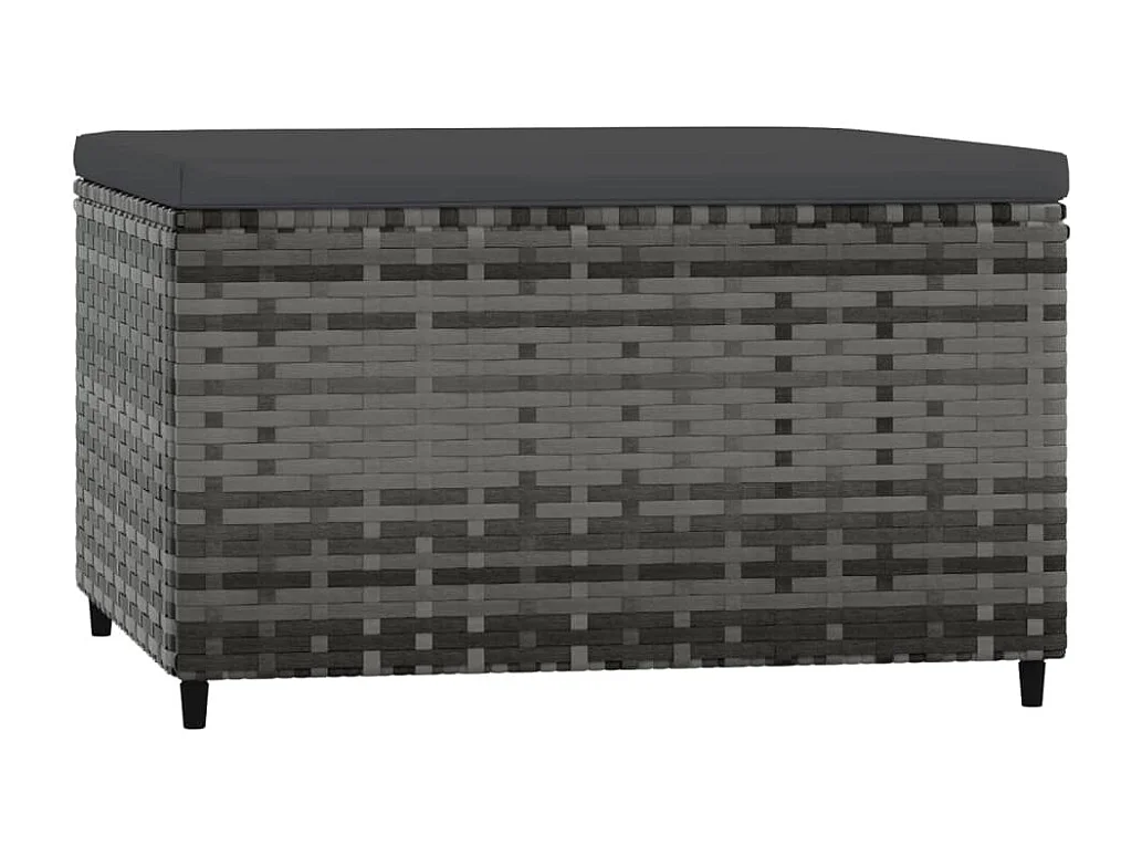 Repose-pied de jardin avec coussin Gris Résine tressée