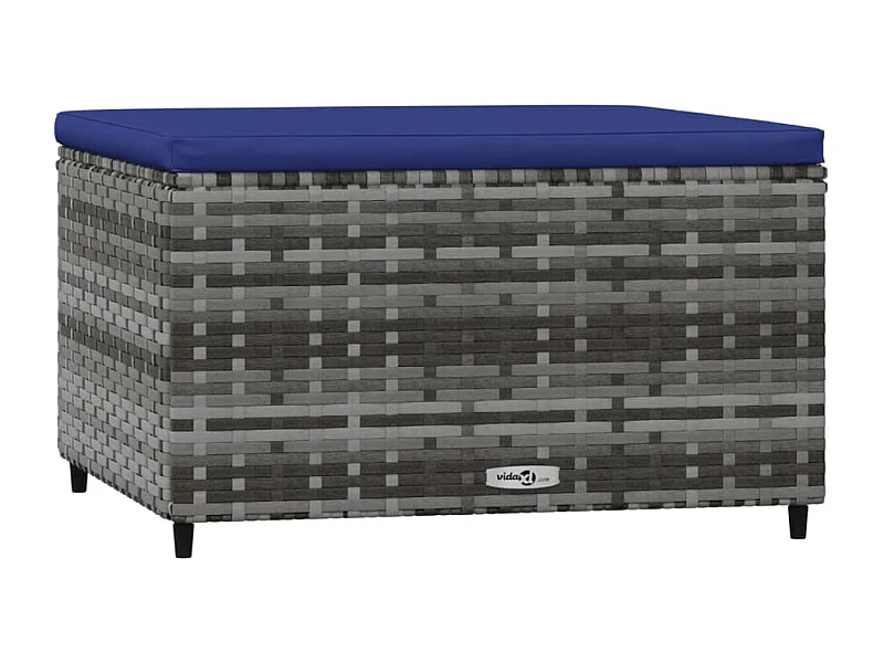 Repose-pied de jardin avec coussin Gris Résine tressée