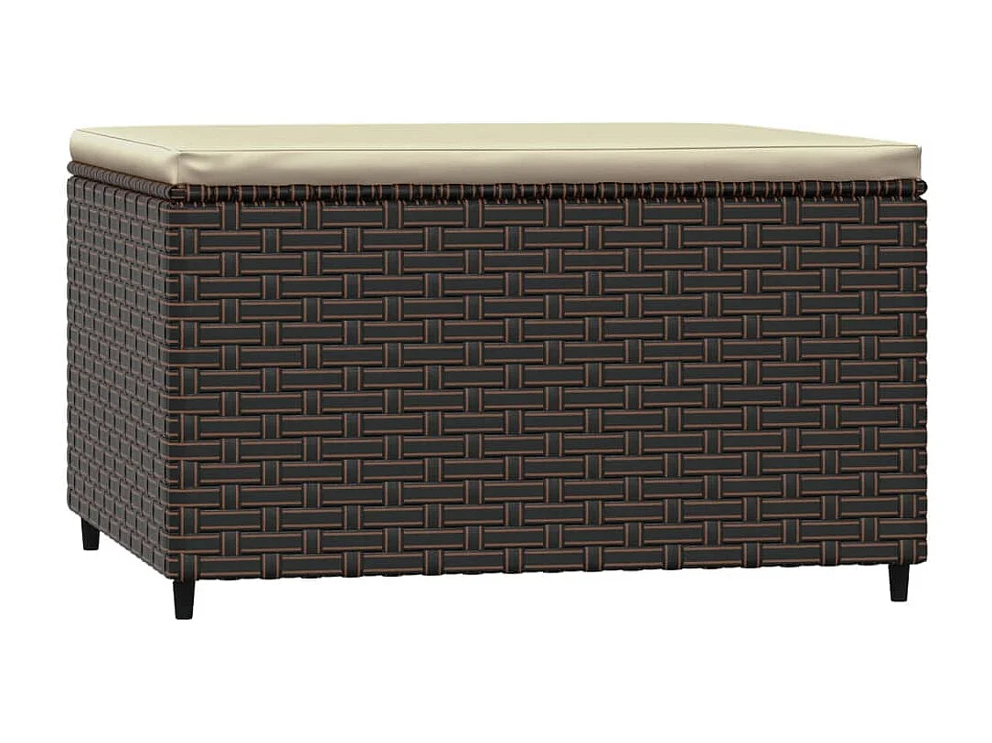 Repose-pied de jardin avec coussin marron résine tressée