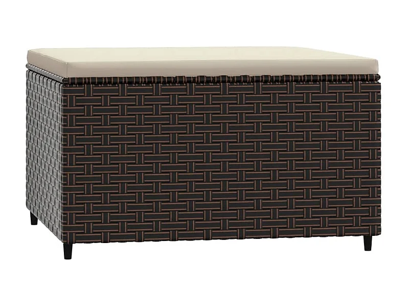 Repose-pied de jardin avec coussin marron résine tressée