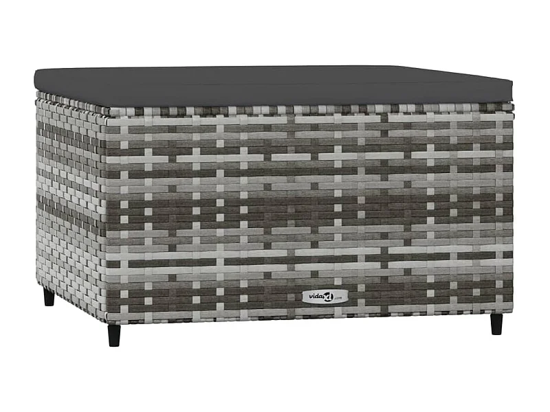 Repose-pieds de jardin et coussins 2 pcs gris résine tressée