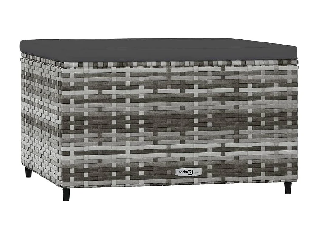 Repose-pieds de jardin et coussins 2 pcs gris résine tressée