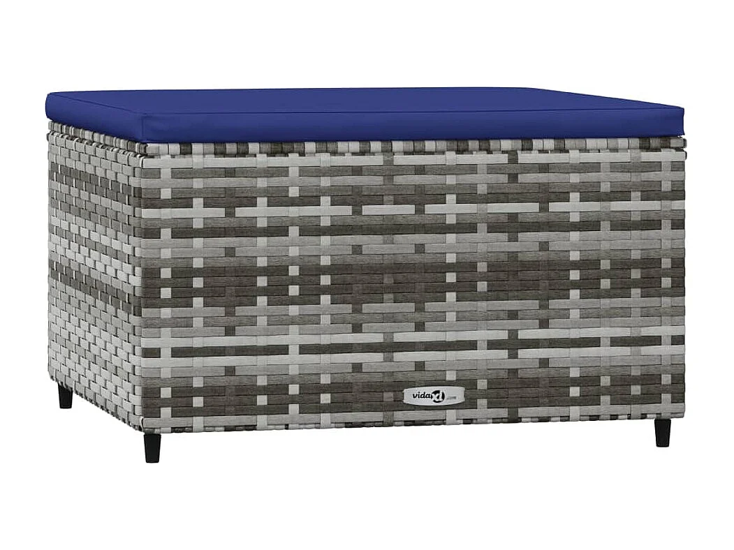 Repose-pieds de jardin et coussins 2 pcs gris résine tressée