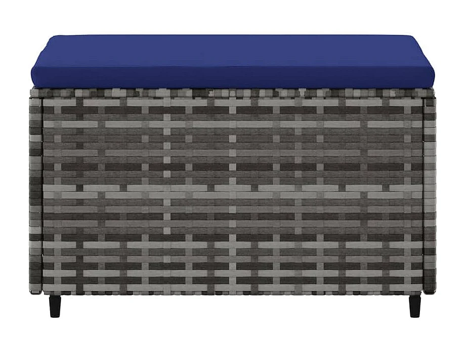 Repose-pieds de jardin et coussins 2 pcs gris résine tressée