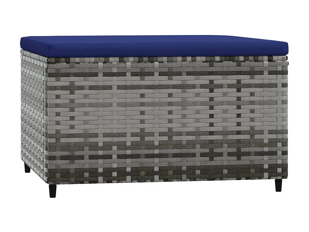 Repose-pieds de jardin et coussins 2 pcs gris résine tressée