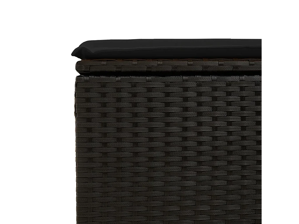 Tabouret de jardin avec coussin noir 55x55x37 résine tressée