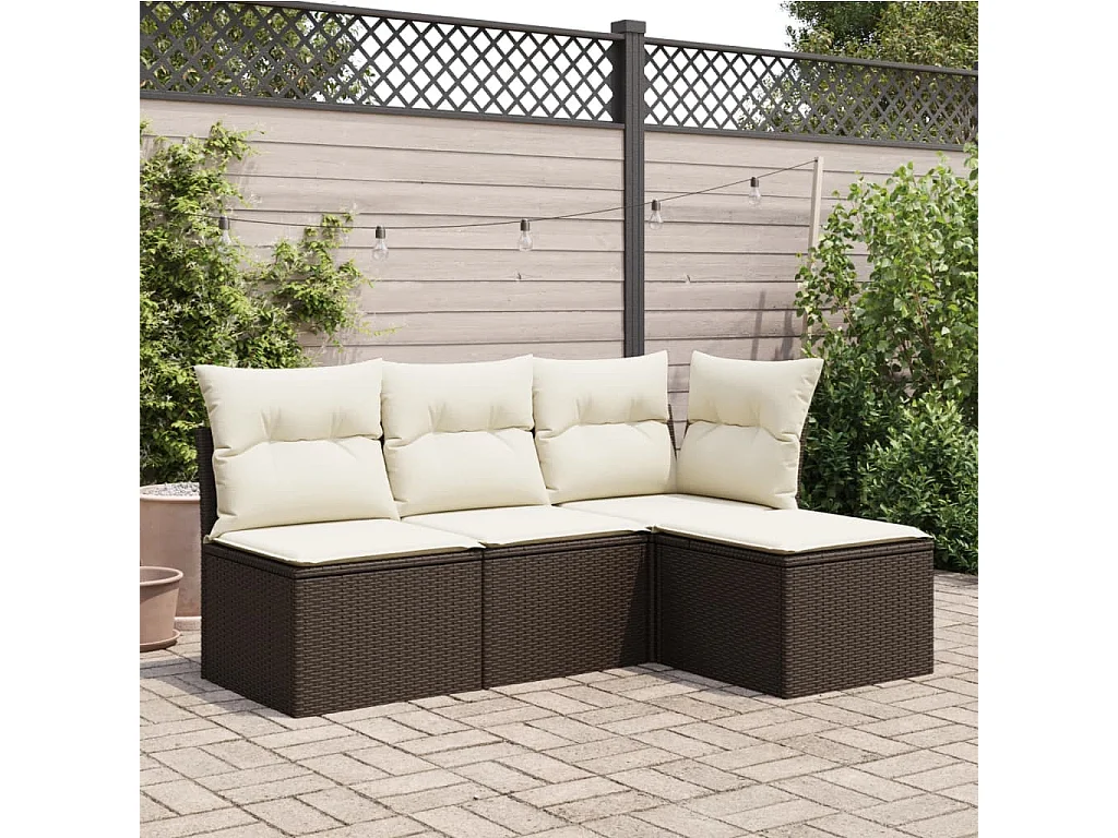 Tabouret de jardin avec coussin brun 55x55x37 résine tressée