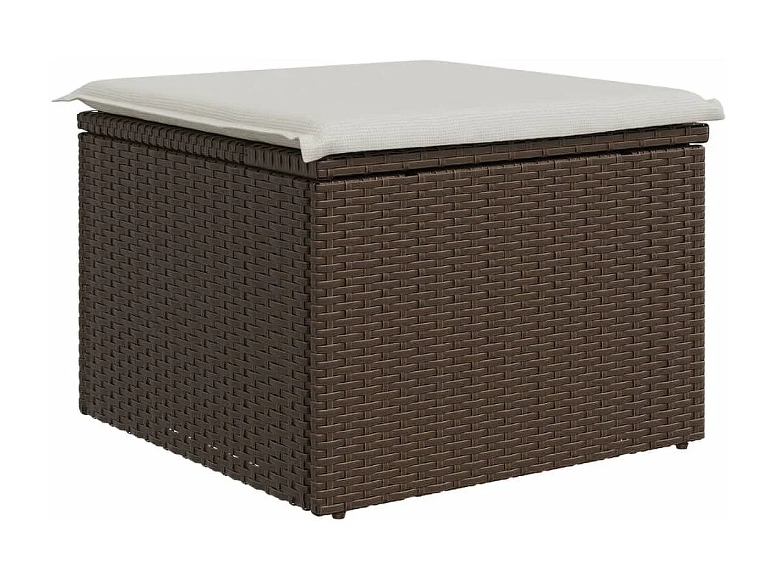 Tabouret de jardin avec coussin brun 55x55x37 résine tressée