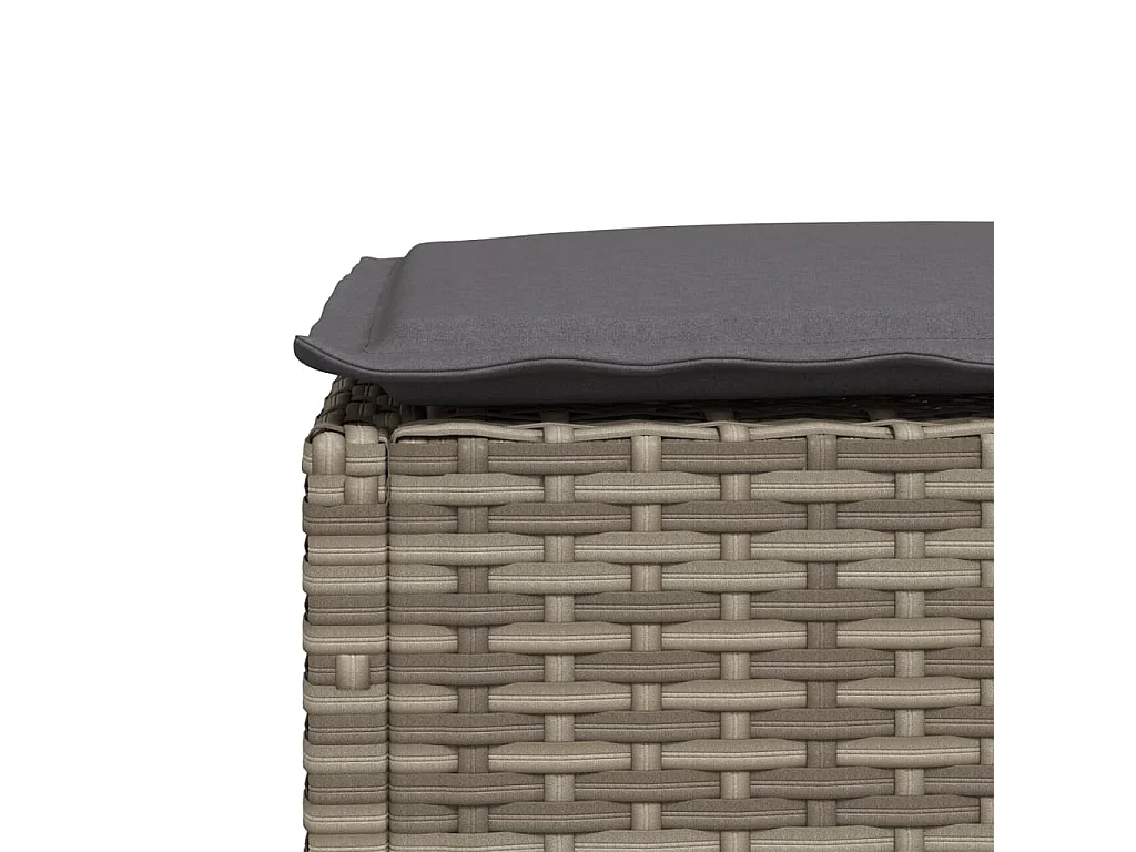 Tabouret de jardin et coussin gris 63,5x56x32 résine tressée