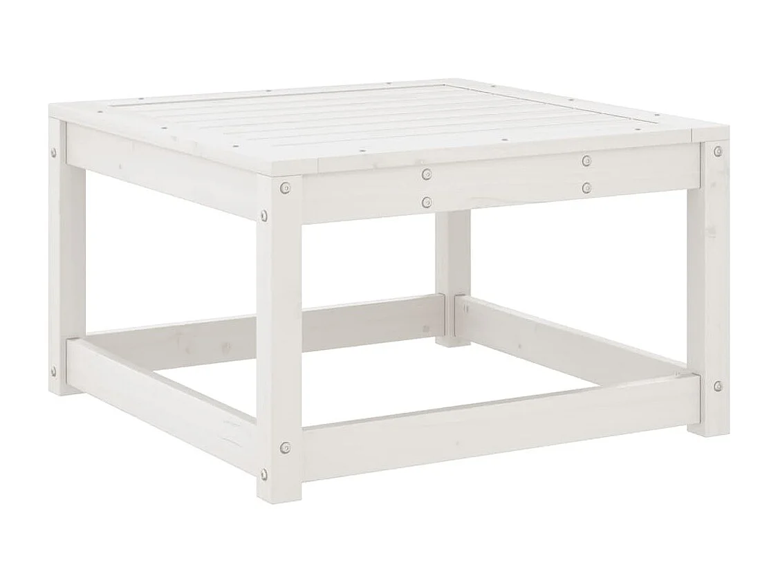 Repose-pied de jardin blanc bois de pin massif