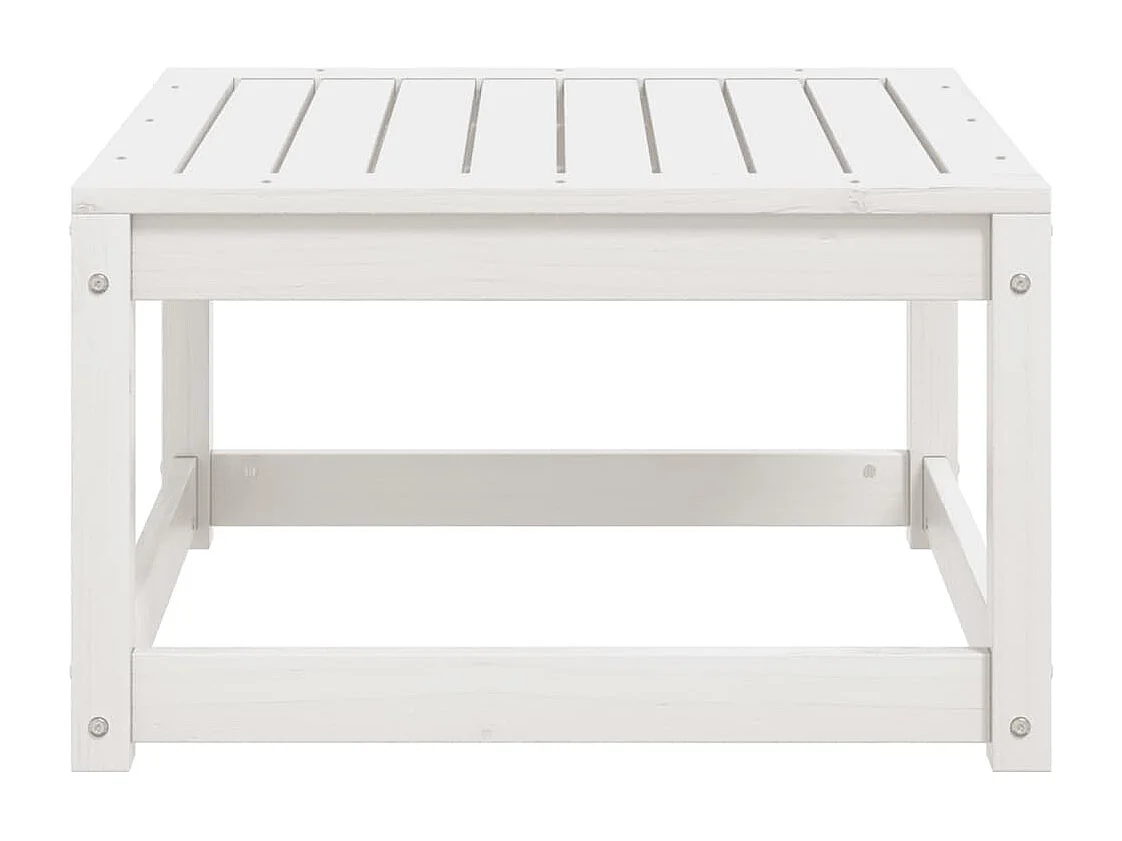 Repose-pied de jardin blanc bois de pin massif