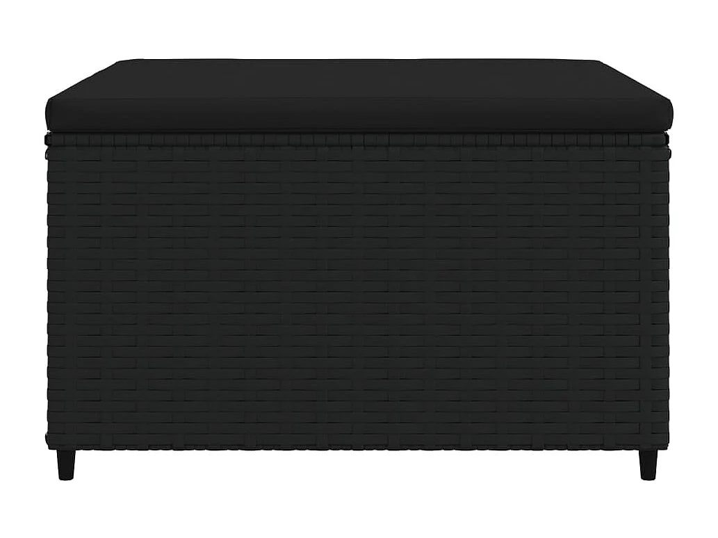 Repose-pied de jardin avec coussin noir résine tressée