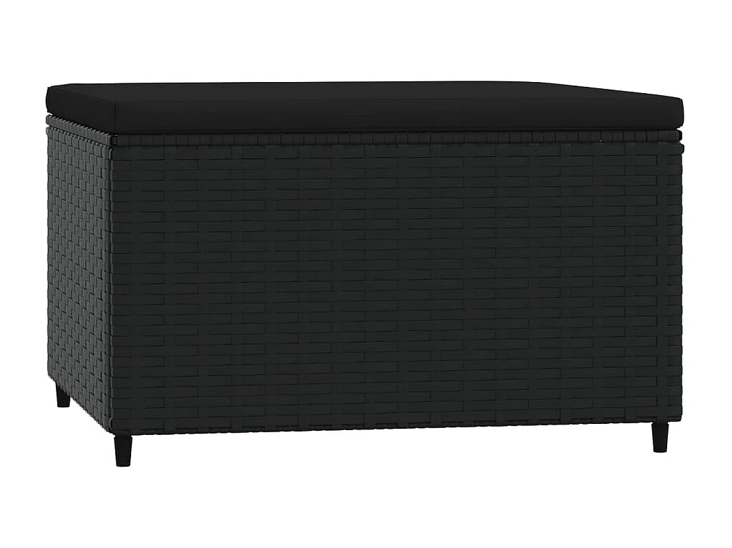 Repose-pied de jardin avec coussin noir résine tressée