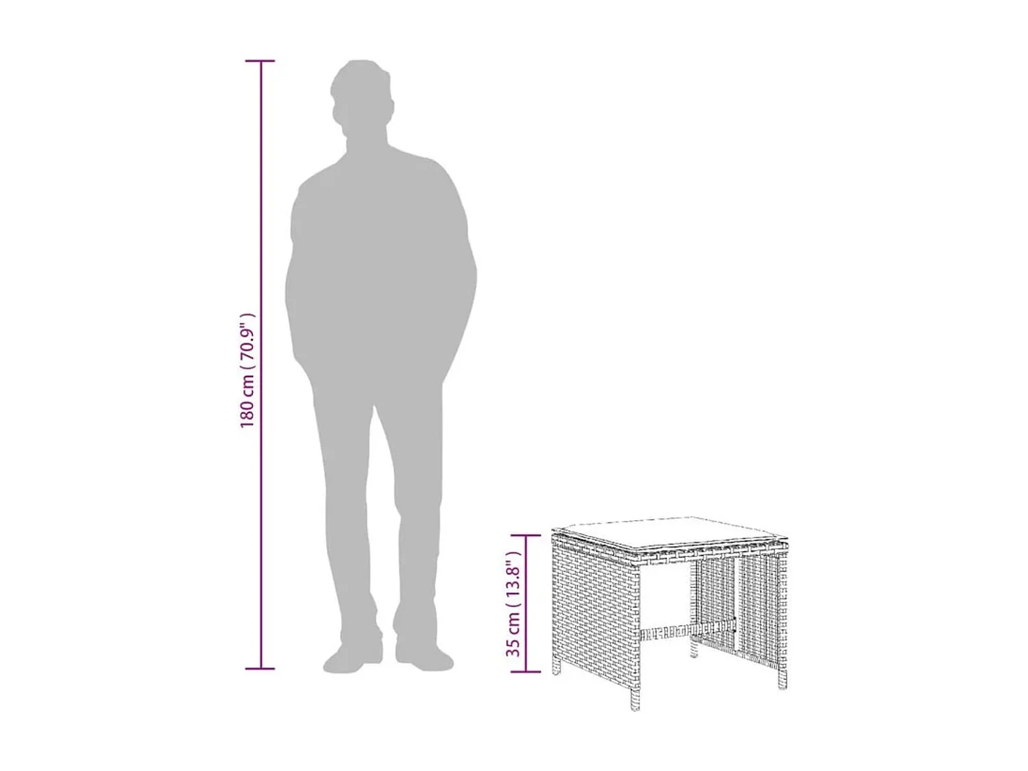 Tuinkrukken 4 st met kussens 40x40x35 cm poly rattan zwart