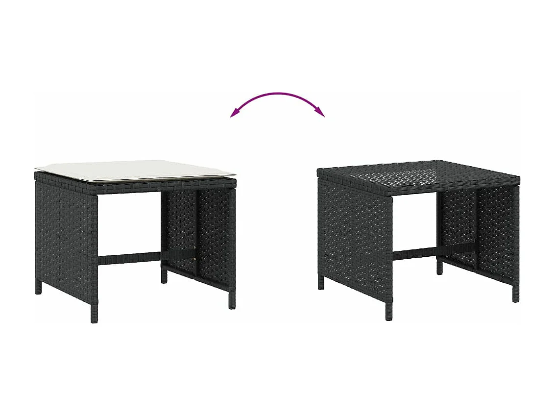 Tabourets de jardin avec coussins 4 pcs noir 40x40x35 rotin