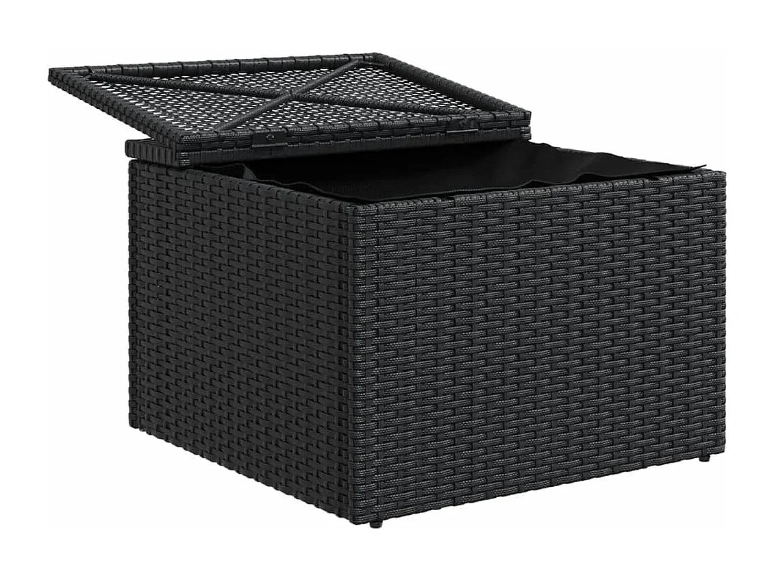 Tabouret de jardin avec coussin noir 55x55x37 résine tressée