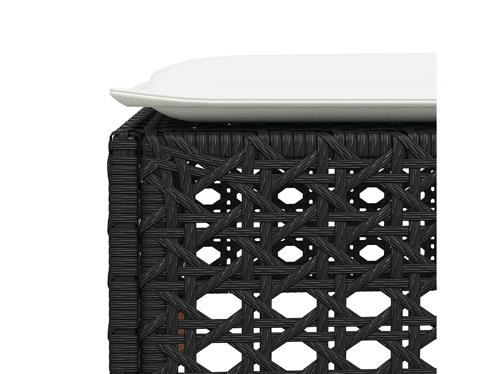 Tabouret de jardin et coussin noir 63,5x56x32 résine tressée
