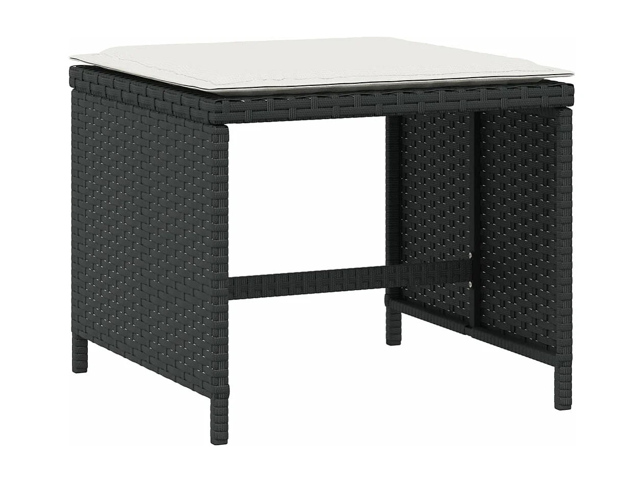 Tabourets de jardin avec coussins 4 pcs noir 41x41x36 rotin