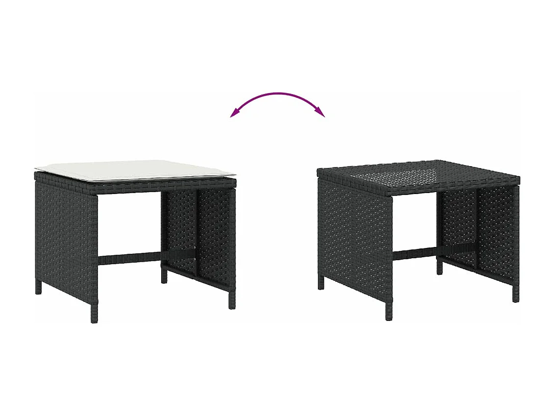 Tabourets de jardin avec coussins 4 pcs noir 41x41x36 rotin