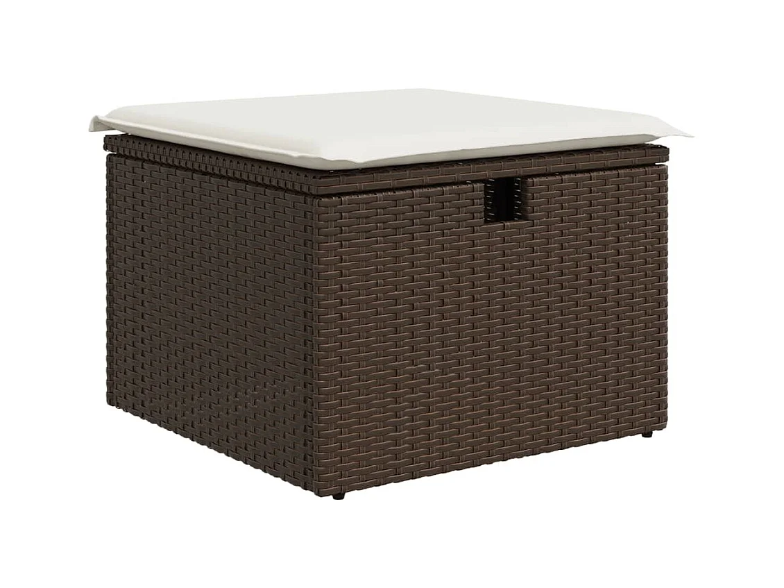Tabouret de jardin avec coussin brun 55x55x37 résine tressée