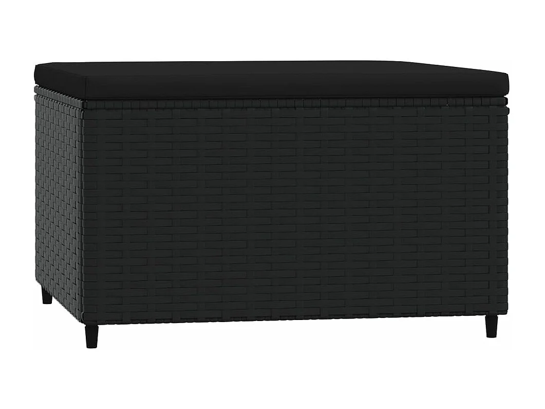 Repose-pieds de jardin avec coussins 2 pcs noir résine tressée