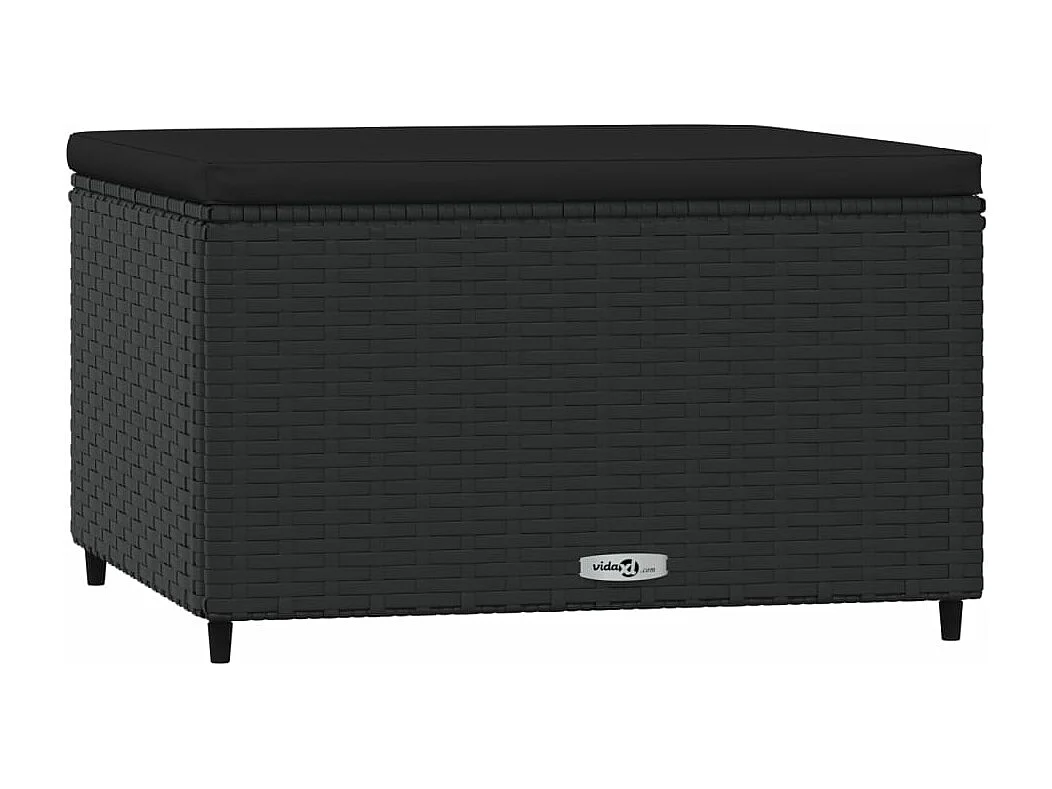 Repose-pieds de jardin avec coussins 2 pcs noir résine tressée