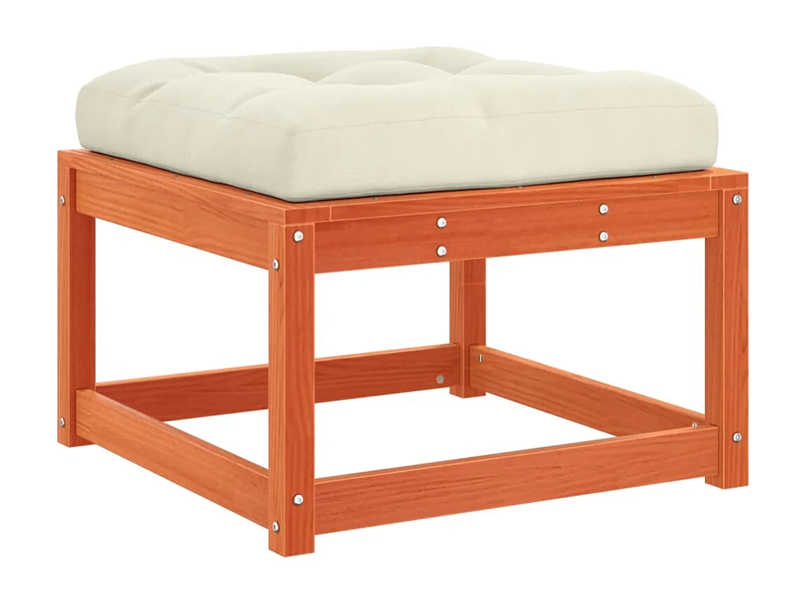 Repose-pied de jardin avec coussins bois massif de pin