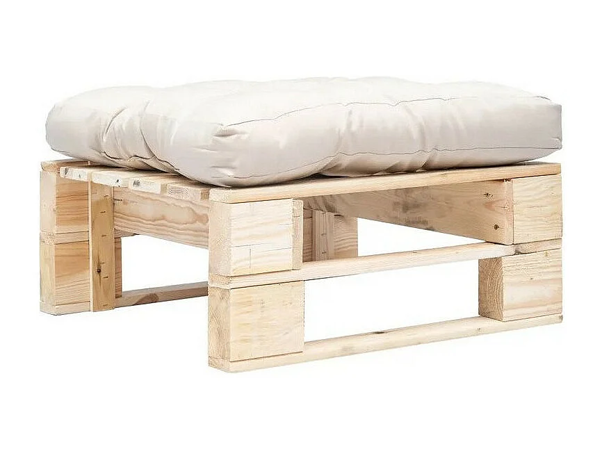 Pouf de jardin polyester beige et pin massif clair Veelra