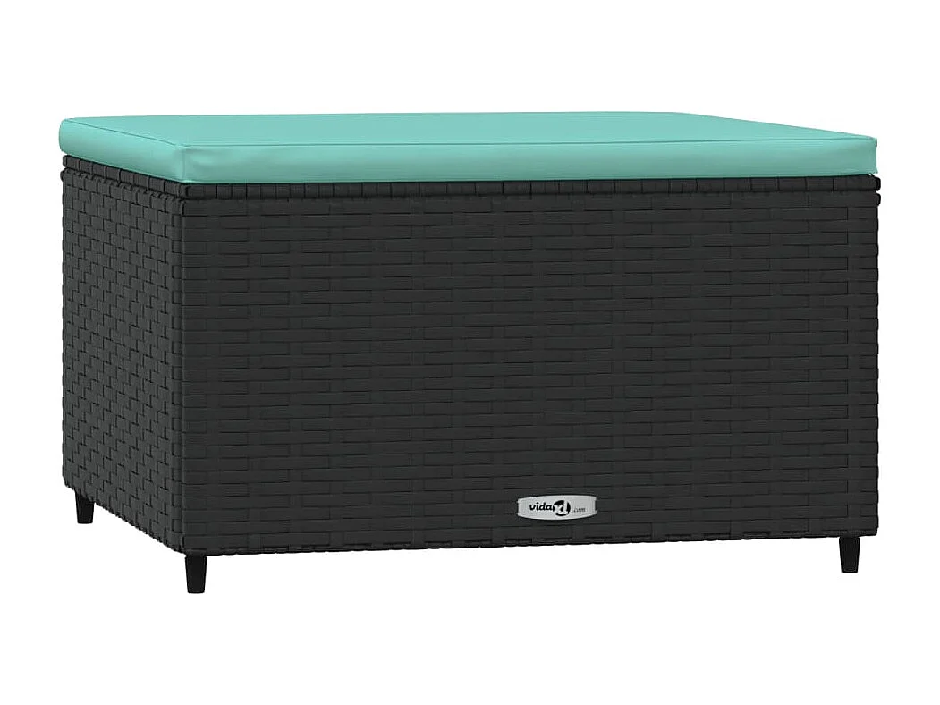 Repose-pieds de jardin avec coussins 2 pcs noir résine tressée