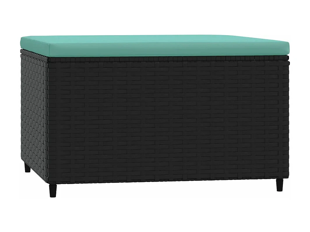 Repose-pieds de jardin avec coussins 2 pcs noir résine tressée