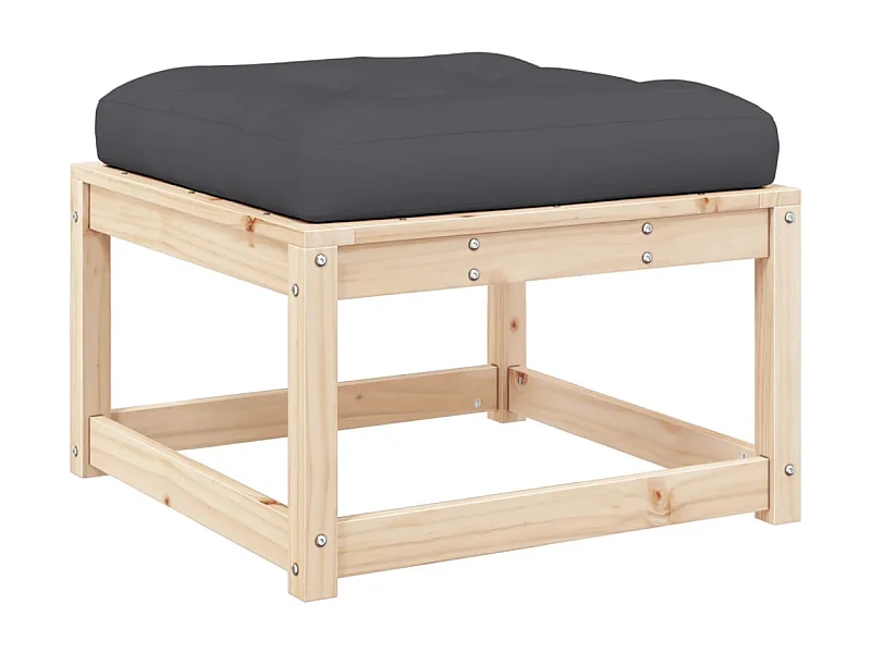 Repose-pied de jardin avec coussins bois de pin massif