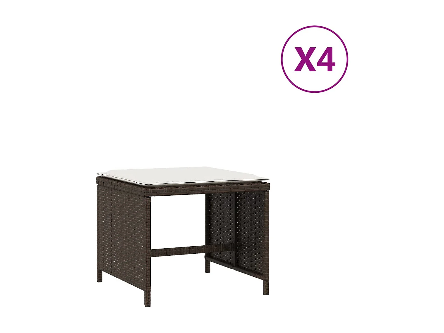 Tabourets de jardin avec coussins 4pcs marron 41x41x36 rotin