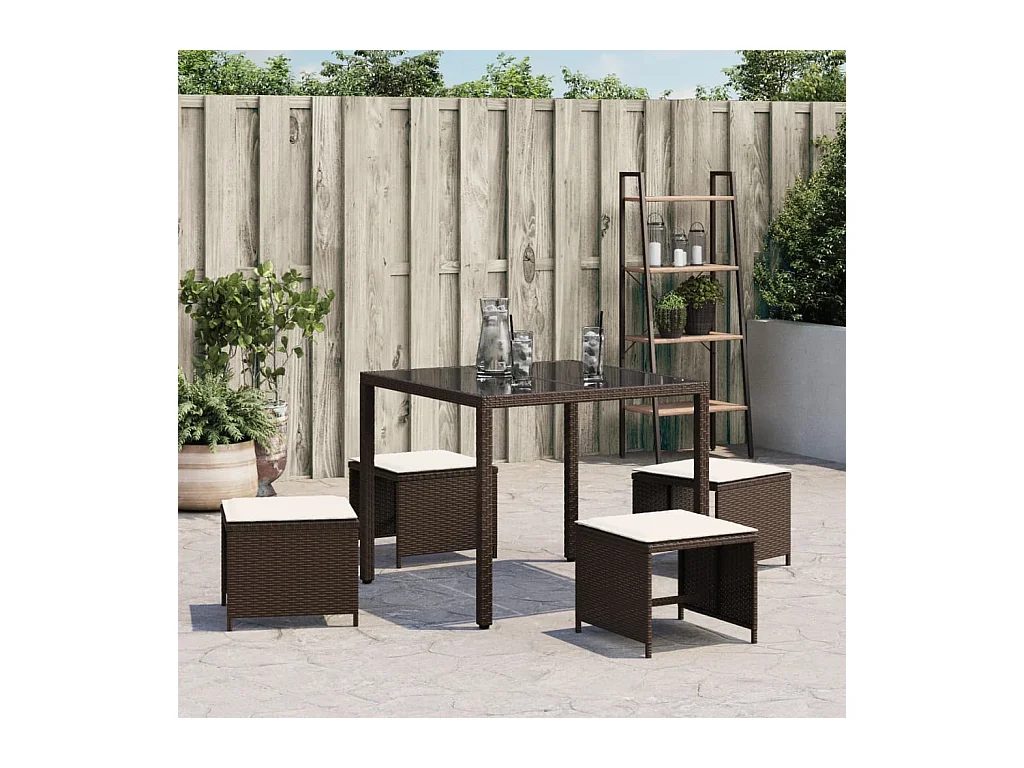 Tabourets de jardin avec coussins 4pcs marron 41x41x36 rotin