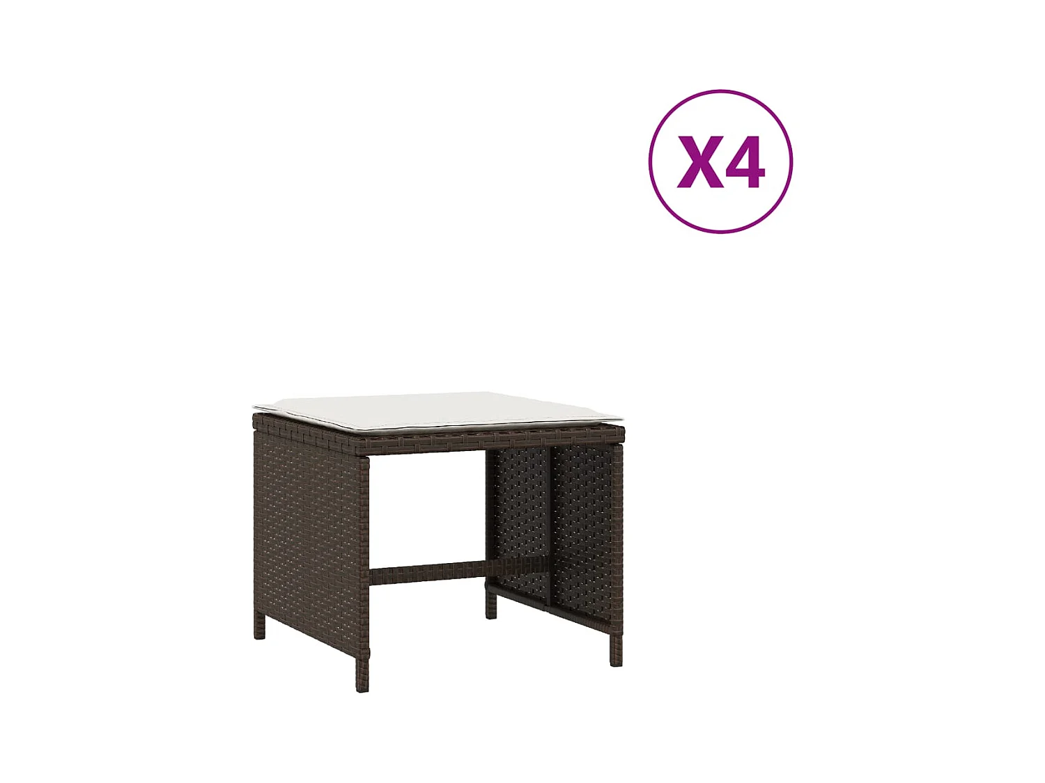 Tabourets de jardin avec coussins 4pcs marron 41x41x36 rotin
