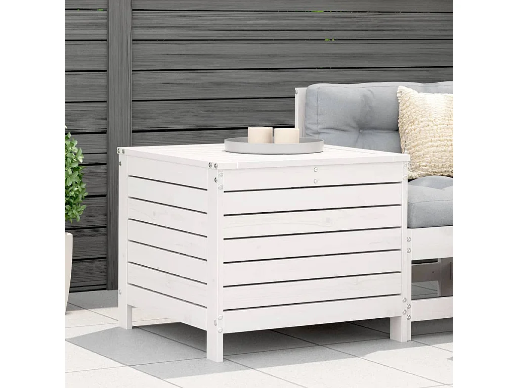Repose-pied de jardin blanc 62x63,5x53,5 bois de pin massif