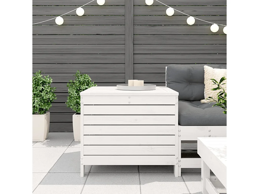 Repose-pied de jardin blanc 62x63,5x53,5 bois de pin massif