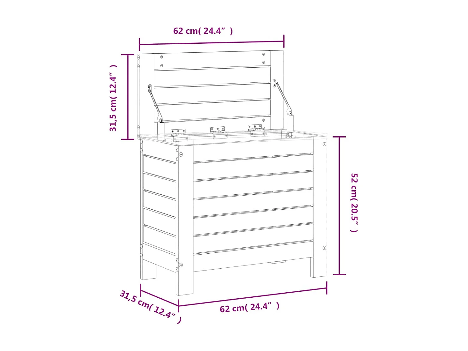 Repose-pied de jardin 62x31,5x52 bois massif de douglas