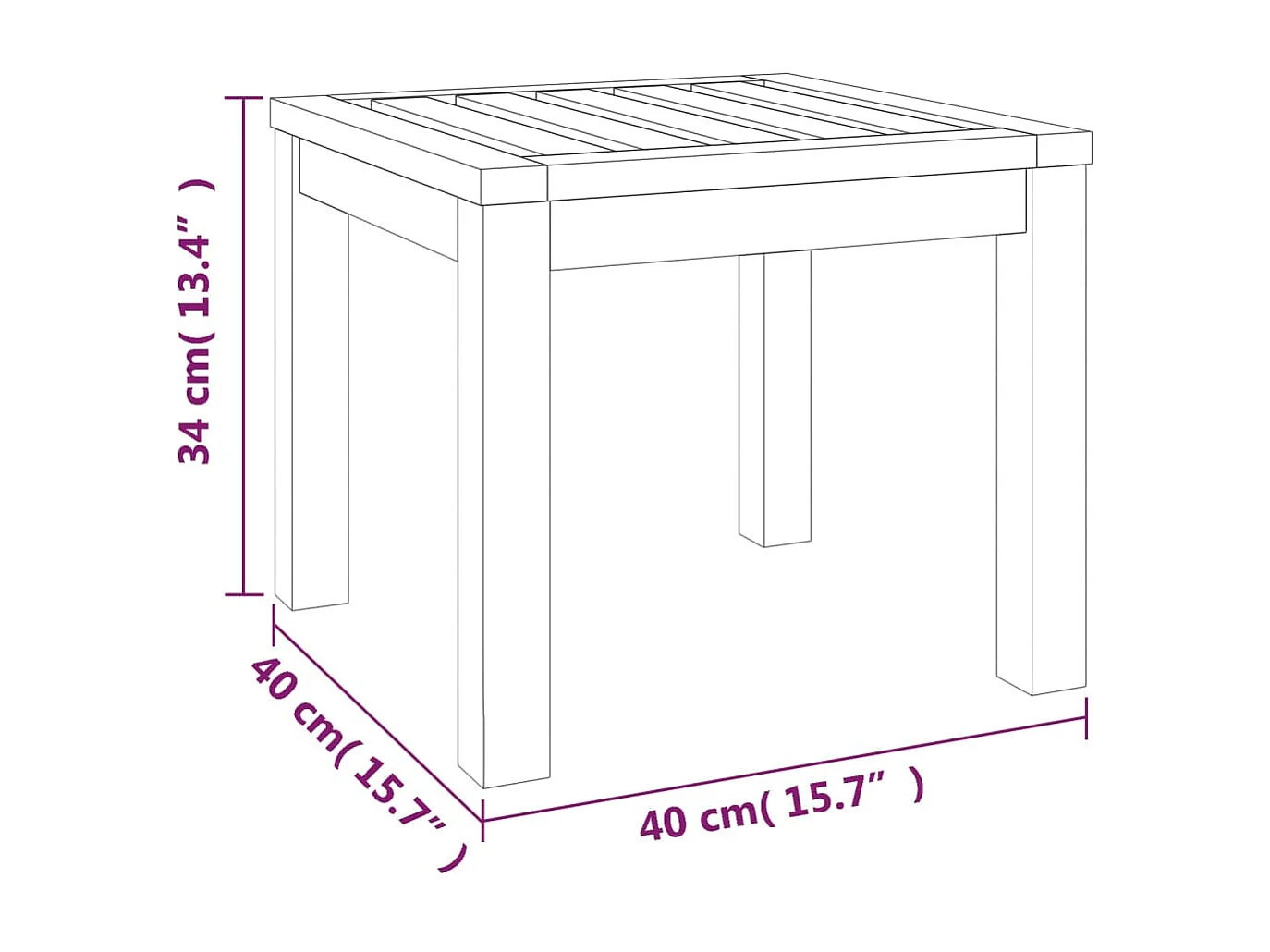 Tabourets de jardin et coussins 2 pcs 40x40x42 Acacia solide