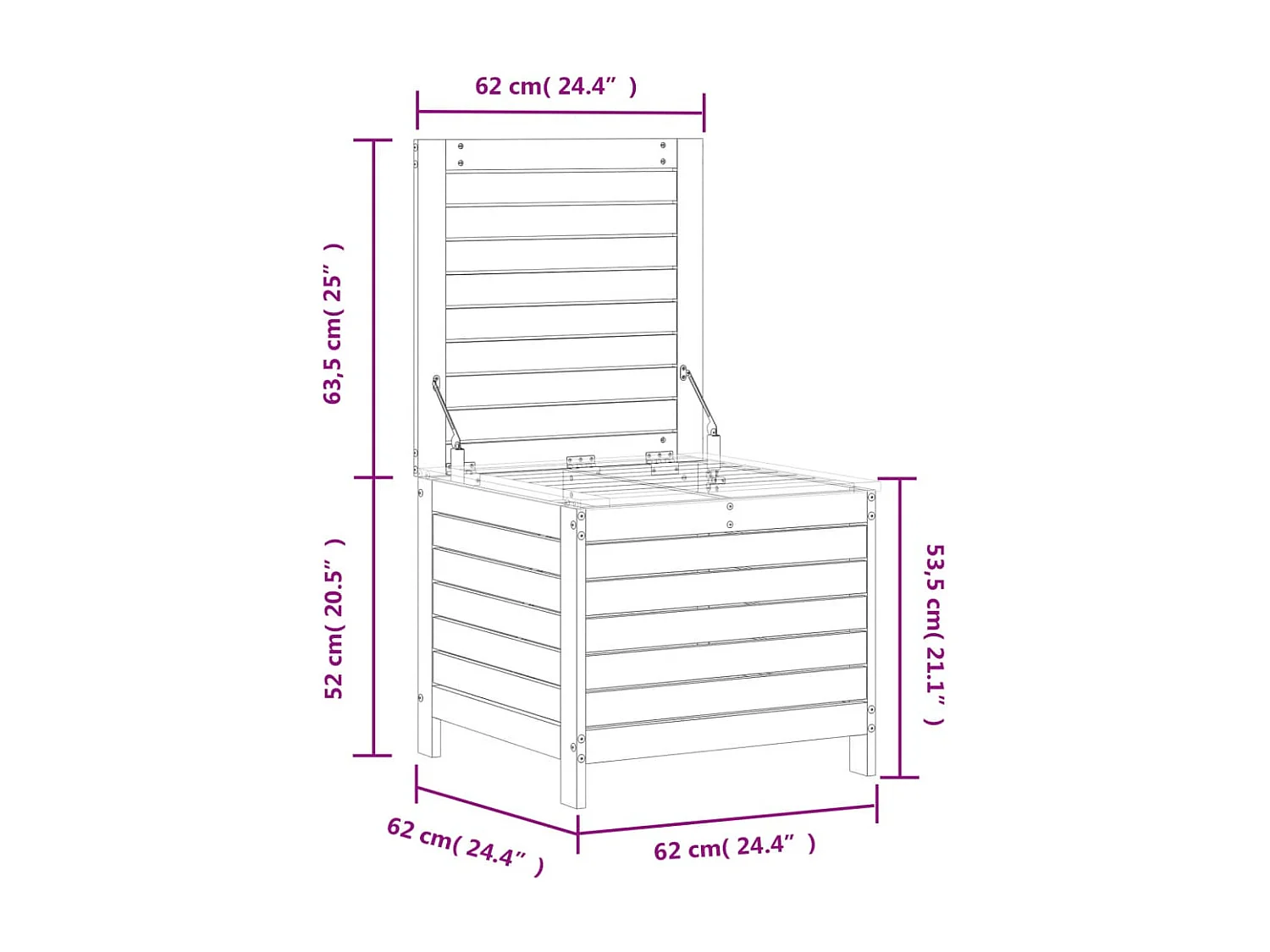 Repose-pied de jardin 62x63,5x53,5 bois de pin imprégné