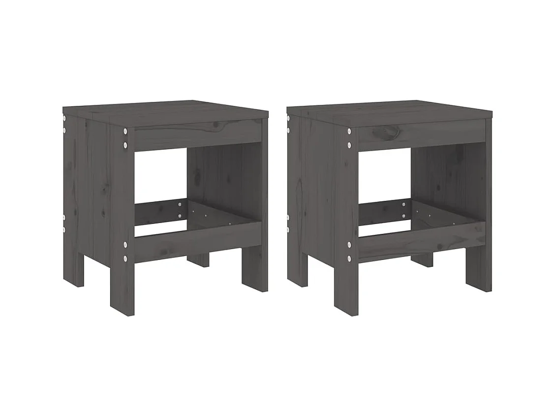 Tabourets de jardin 2 pcs gris 40x36x45 bois massif de pin