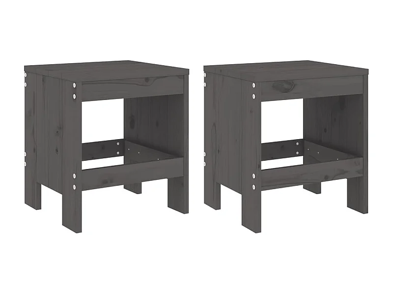Tabourets de jardin 2 pcs gris 40x36x45 bois massif de pin