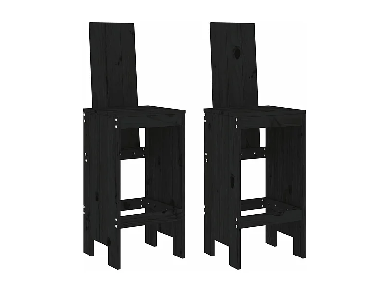 Tabourets de bar 2 pcs noir 40x42x120 bois massif de pin