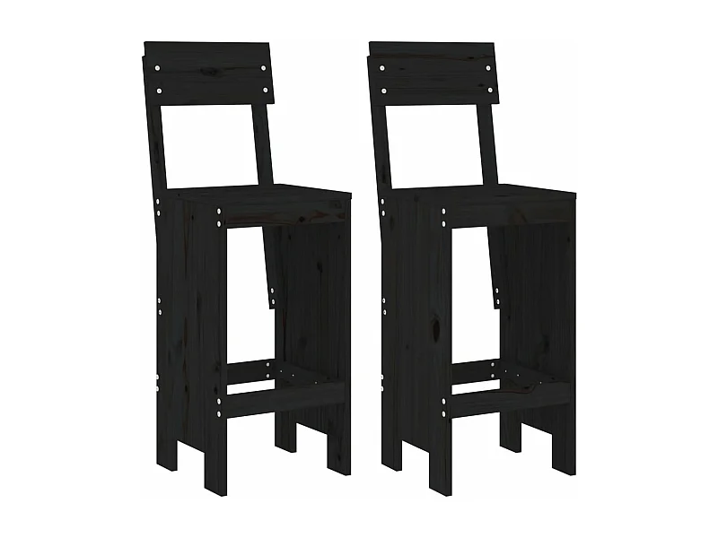 Tabourets de bar 2 pcs noir 40x48,5x115,5 bois massif de pin