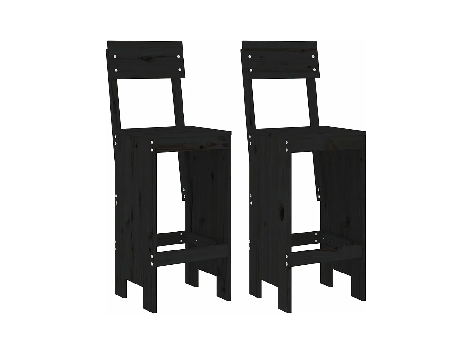 Tabourets de bar 2 pcs noir 40x48,5x115,5 bois massif de pin