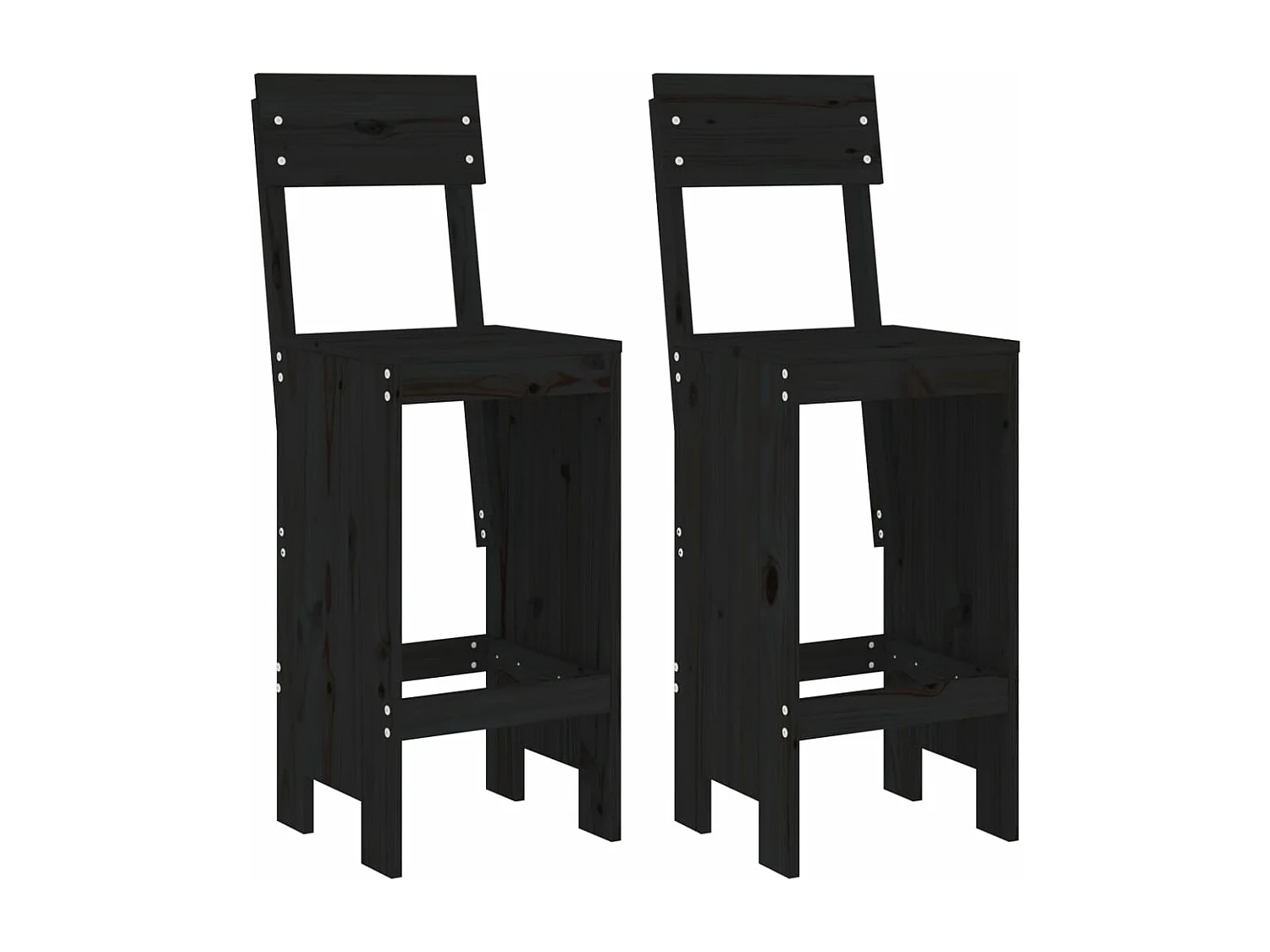 Tabourets de bar 2 pcs noir 40x48,5x115,5 bois massif de pin